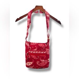 Vera Bradley Red‎ Paisley Crossbody Bag EUC